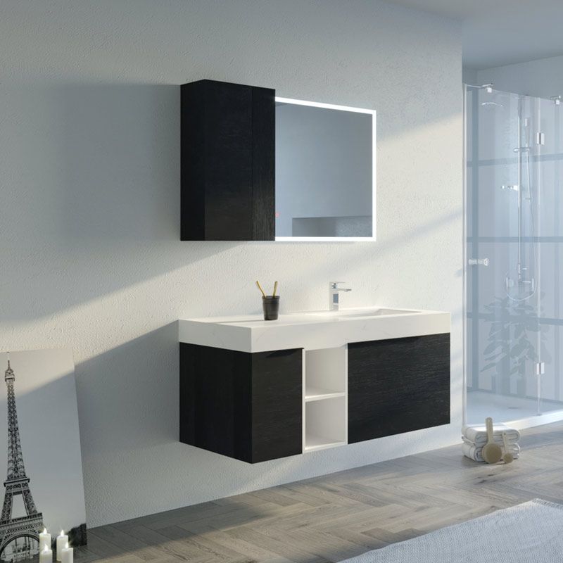 Meuble de salle de bain LANCIANO 1200 Noir et Blanc