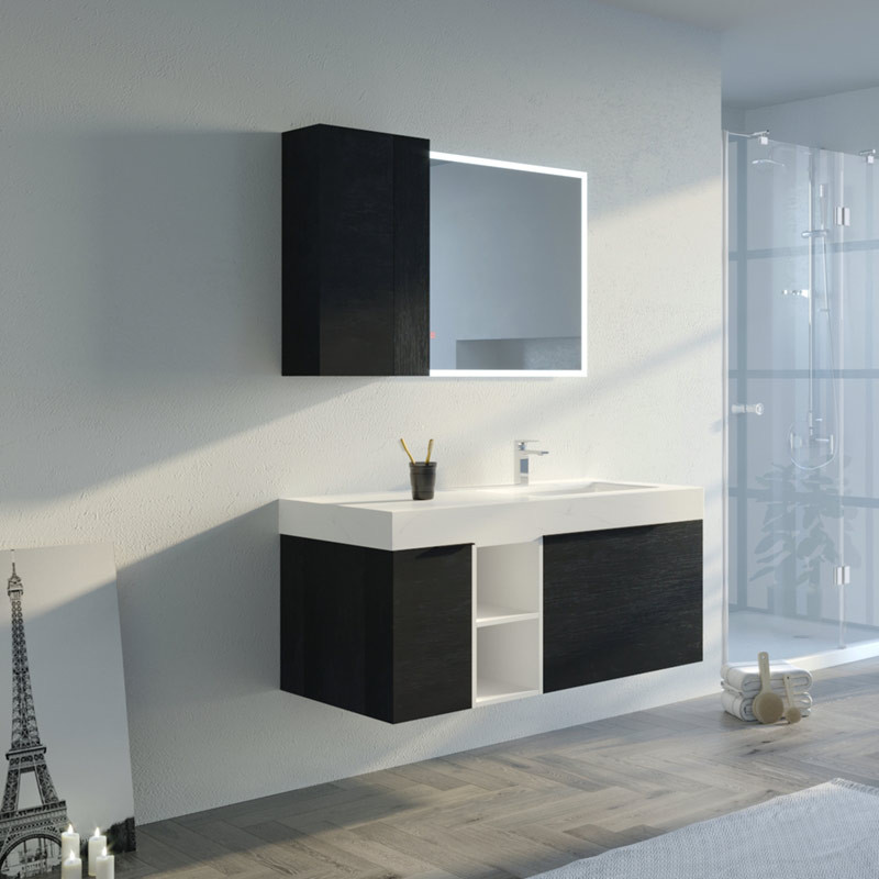 Meuble de salle de bain LANCIANO 1200 Noir et Blanc