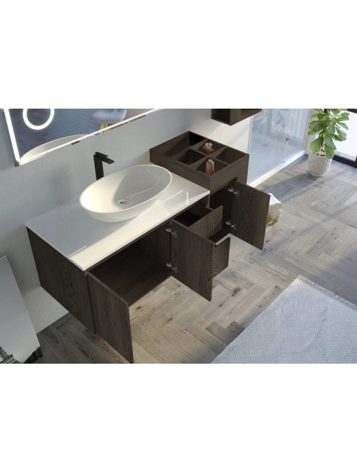 Meuble salle de bain AVEZZANO 1400 Chêne gris
