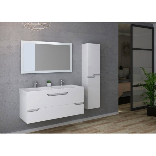 Meuble de salle de bain double vasque CALABRO 1200 Blanc