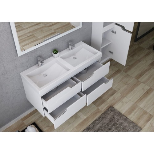 Meuble de salle de bain double vasque CALABRO 1200 Blanc