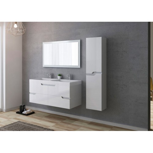 Meuble de salle de bain double vasque CALABRO 1200 Blanc