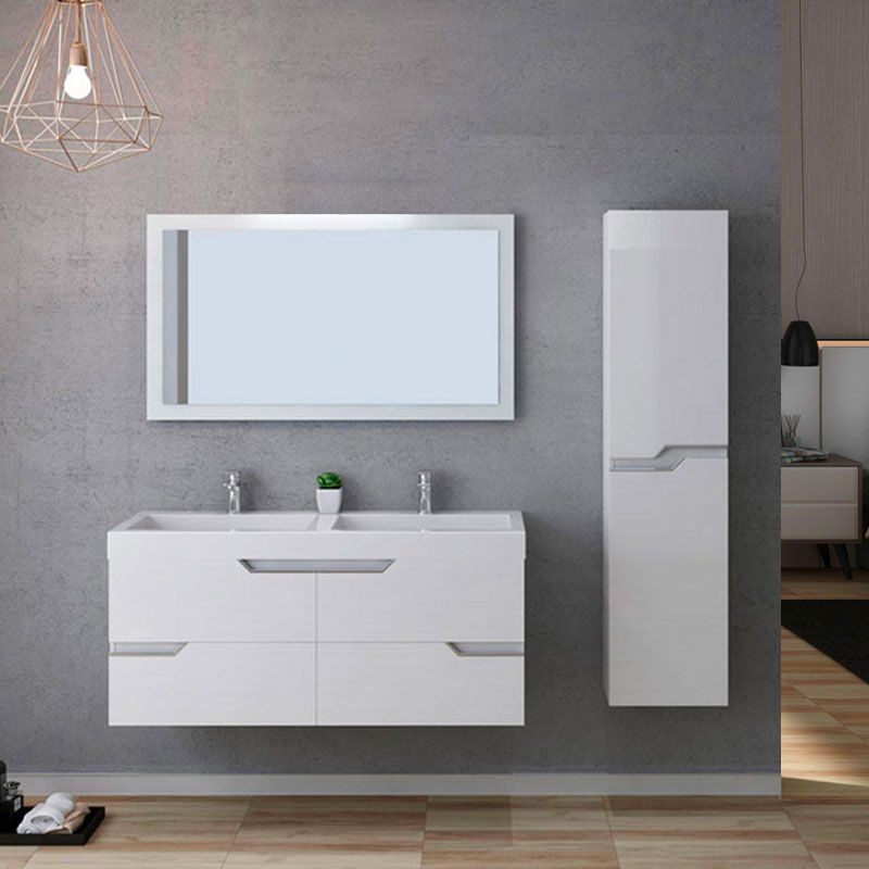 Meuble de salle de bain double vasque CALABRO 1200 Blanc