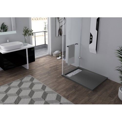Receveur de douche en Gel coat ALICANTE Graphite 100x80cm