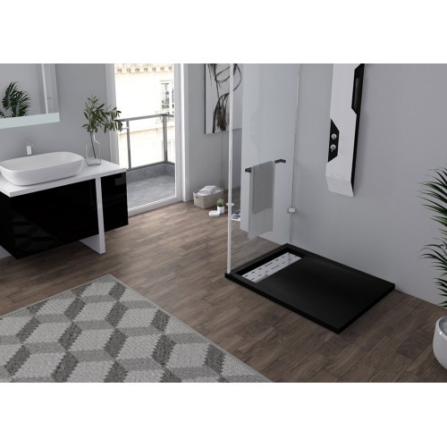 Receveur de douche en Gel coat ALICANTE Noir 100x80cm