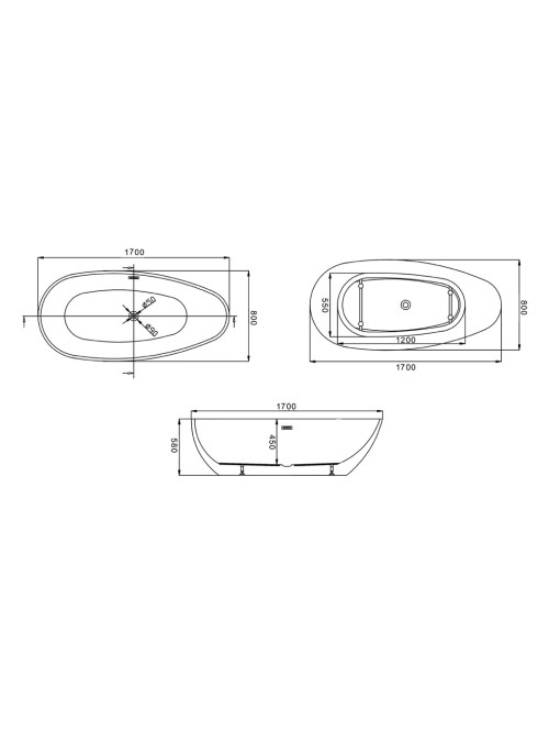 Plan baignoire îlot Sangro