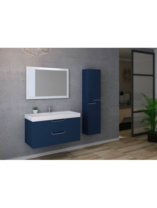 Meuble simple vasque tendance CALABRO 1000 Bleu saphir
