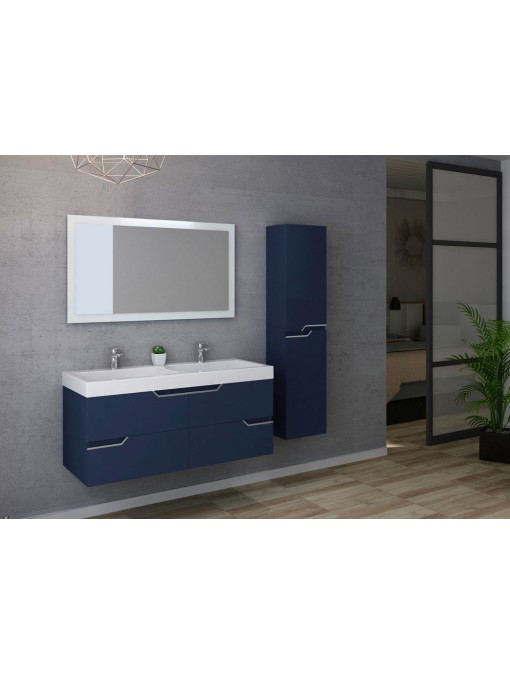Ensemble de salle de bain double vasque CALABRO 1200 Bleu saphir