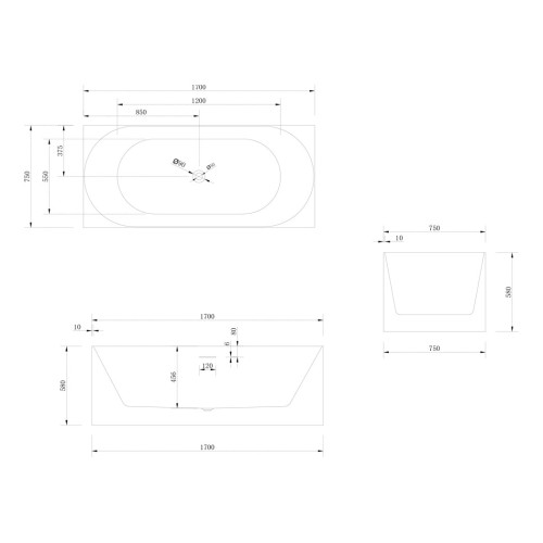 Baignoire îlot rectangulaire Agueda