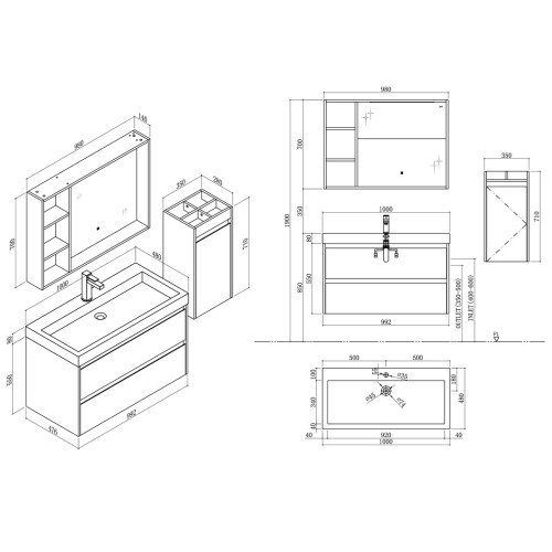 Meuble complet pour salle de bain BRIANZA 1000
