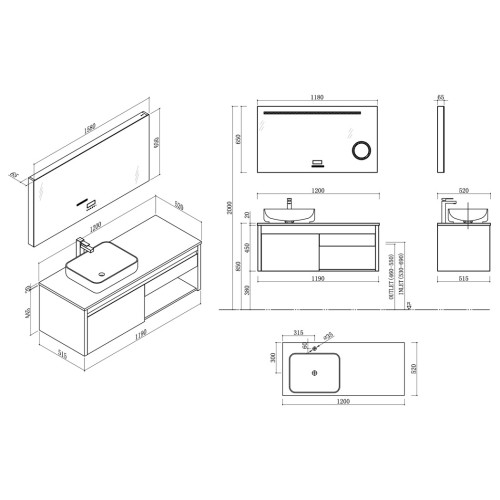Meubles salle de bain MAZARA 1200 SV