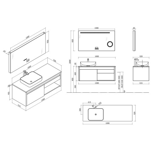Meubles salle de bain MAZARA 1600 SV