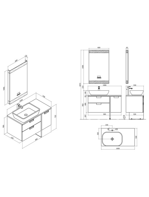 Meuble de salle de bain SCARLINO 1000 Scandinave