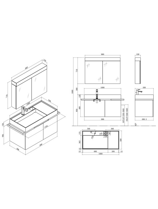Meuble de salle de bain TERAMO 1000