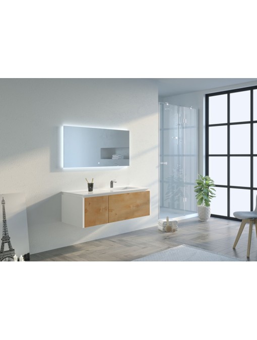 Meuble de salle de bain Ribera 1200 Bois naturel et Blanc