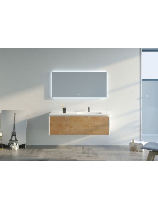 Meuble de salle de bain Ribera 1200 Bois naturel et Blanc