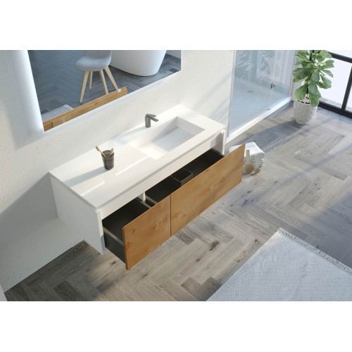 Meuble de salle de bain Ribera 1200 Bois naturel et Blanc