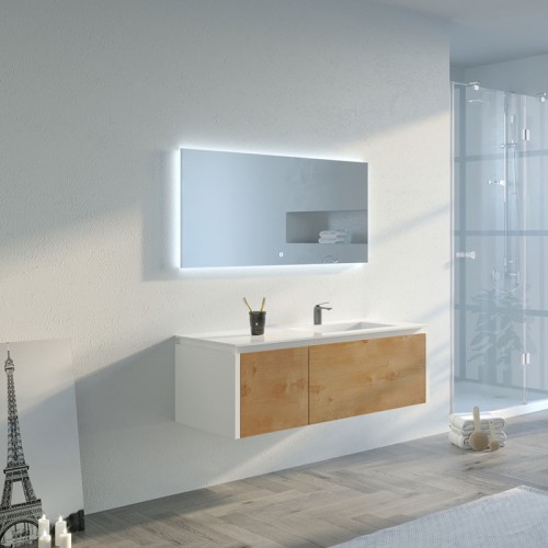 Meuble de salle de bain Ribera 1200 Bois naturel et Blanc