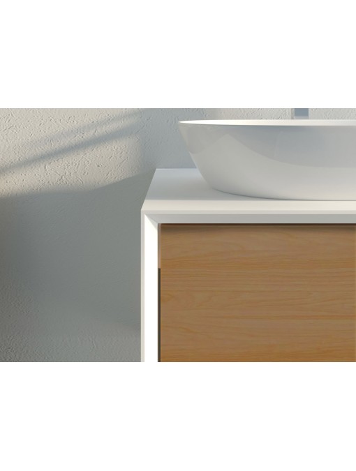 Meuble de salle de bain Bellano 1400 Bois naturel et Blanc