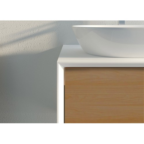 Meuble de salle de bain Bellano 1400 Bois naturel et Blanc