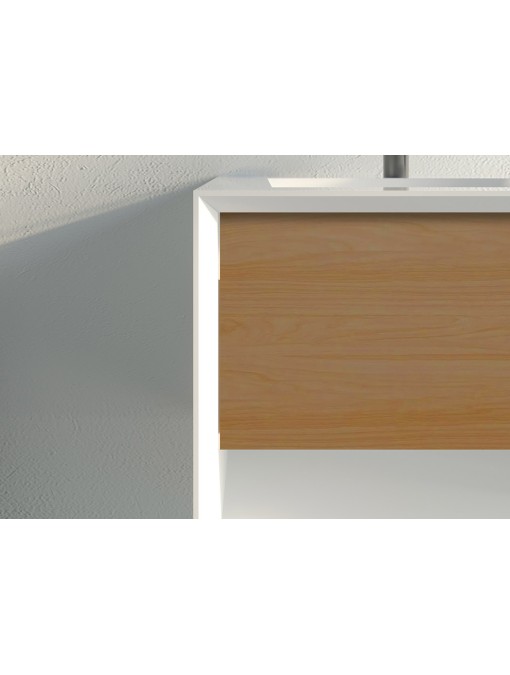 Meuble de salle de bain Piazza 1200 Bois naturel et Blanc