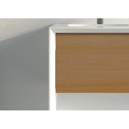 Meuble de salle de bain Piazza 1200 Bois naturel et Blanc