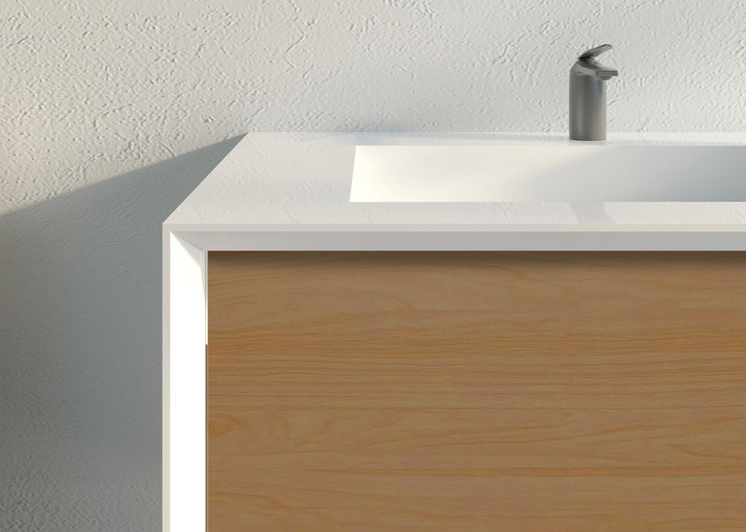 Meuble de salle de bain 160 cm ZINA chêne et blanc