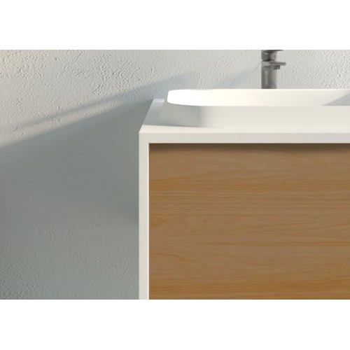 Meuble de salle de bain Spezzano 1200 Bois naturel et Blanc