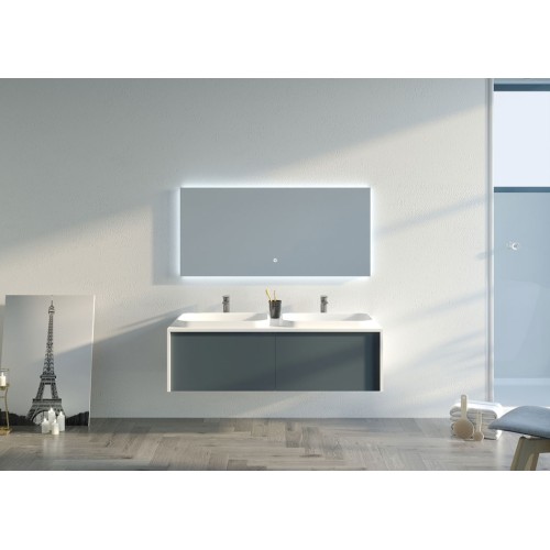 Meuble de salle de bain Spezzano 1200 Gris béton et Blanc