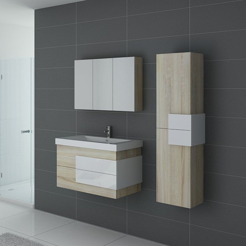 Meuble de salle de bain ARCOLA Scandinave et Blanc