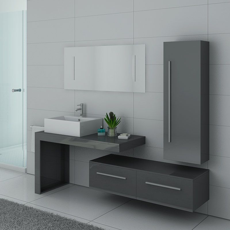 Meuble de salle de bain simple vasque gris