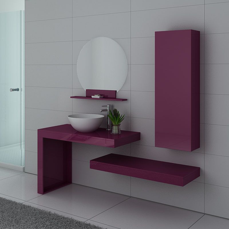 Meuble de salle de bain Monza Aubergine
