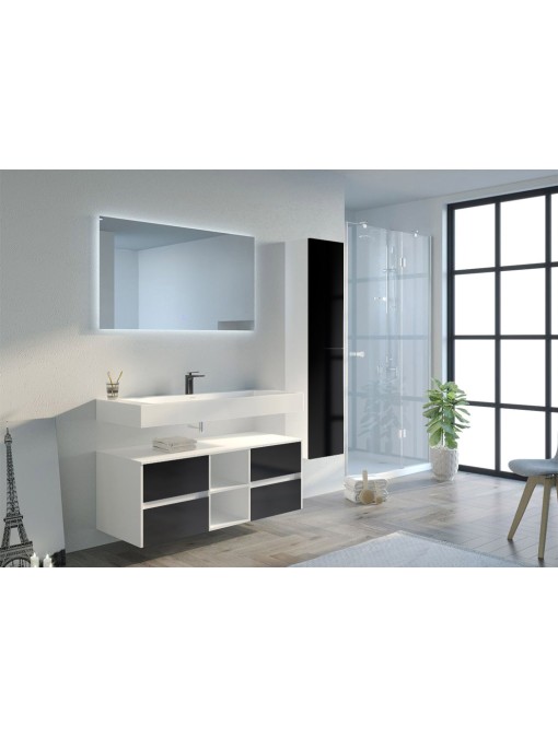 magnifique ensemble de Meuble de salle de bain VISENZA 1200 Noir
