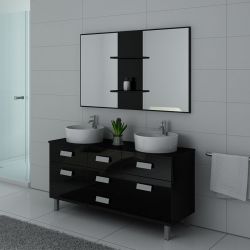 Meuble de salle de bain double vasque noir