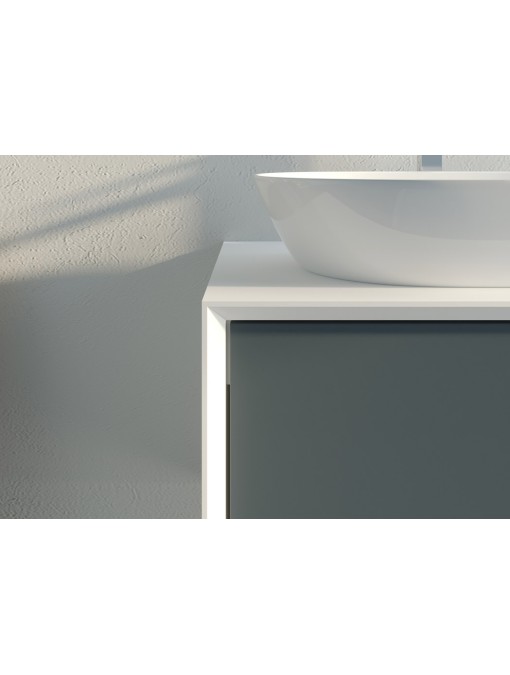 Meuble de salle de bain Bellano 1400 Gris béton et Blanc