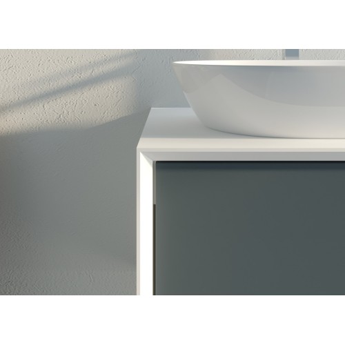 Meuble de salle de bain Bellano 1400 Gris béton et Blanc