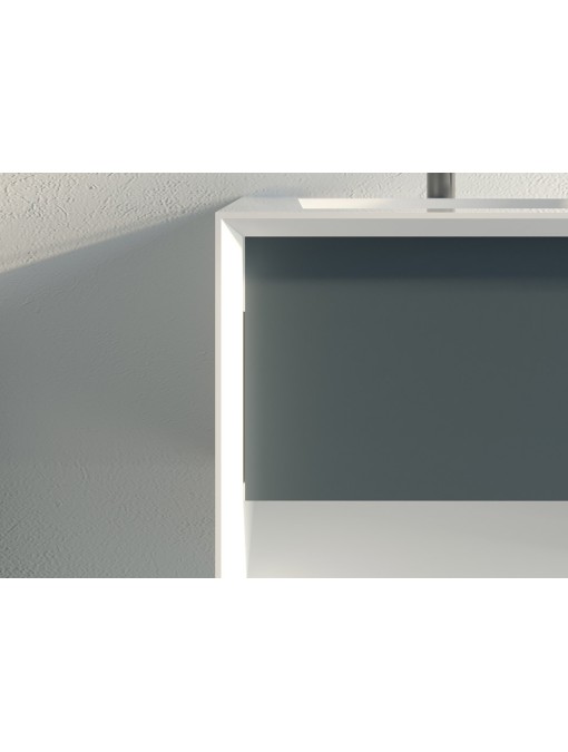 Meuble de salle de bain Piazza 1200 Gris béton et Blanc