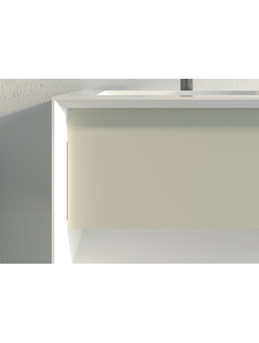 Meuble de salle de bain Piazza 1400 Beige galet et Blanc