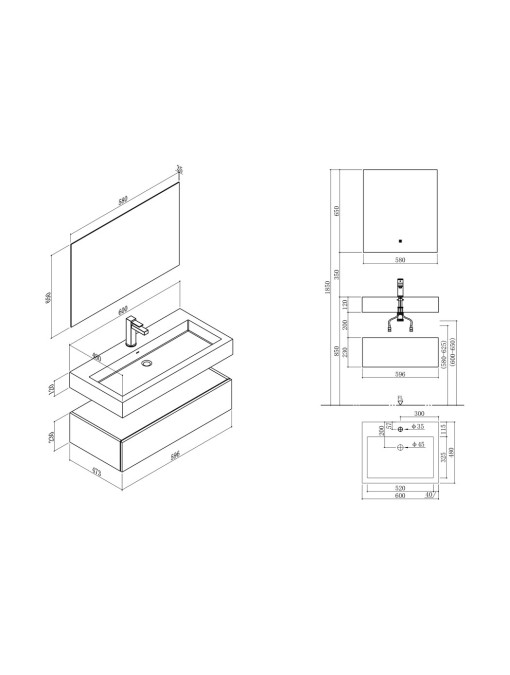 Meuble de salle de bain AVELLINO 600SC
