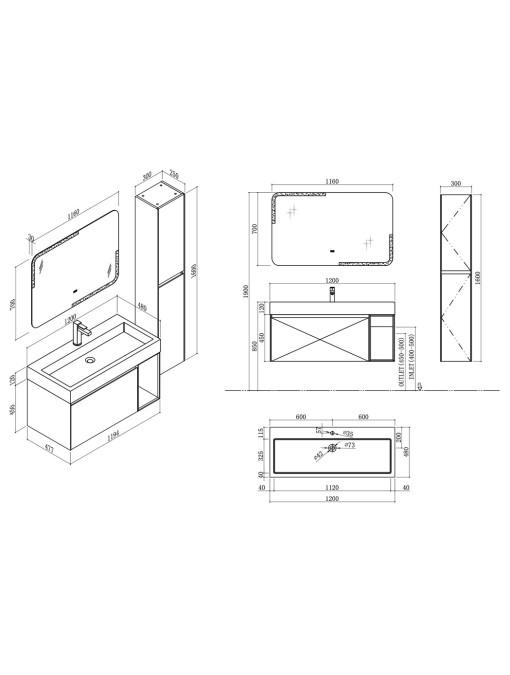 Meuble salle de bain ARTENA 1200 Bleu Saphir