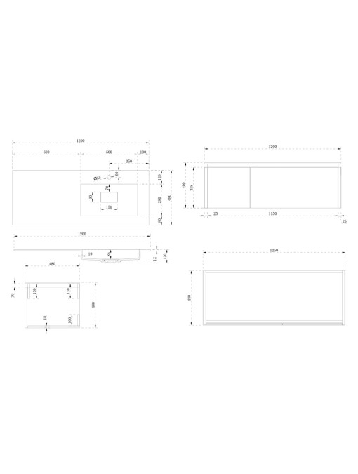 Meuble de salle de bain Ribera 1200 Bois naturel et Blanc