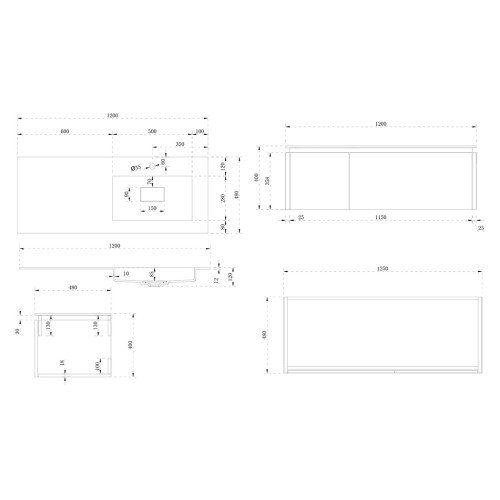 Meuble de salle de bain Ribera 1200 Bois naturel et Blanc