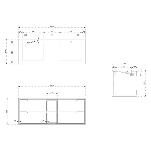 Meuble de salle de bain Lazzaro 1400 Bois naturel et Blanc