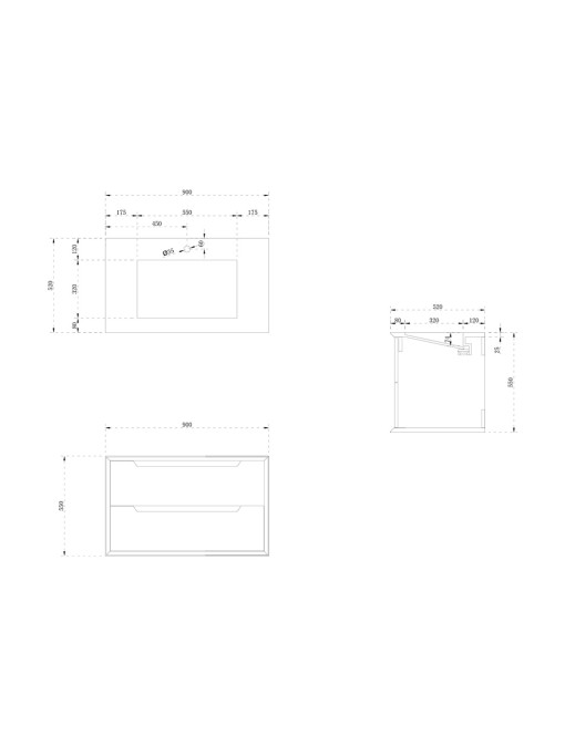 Meuble de salle de bain Scordia 900 Bois naturel et Blanc