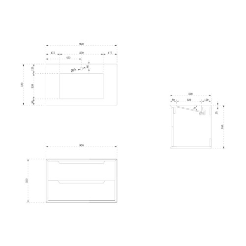 Meuble de salle de bain Scordia 900 Bois naturel et Blanc