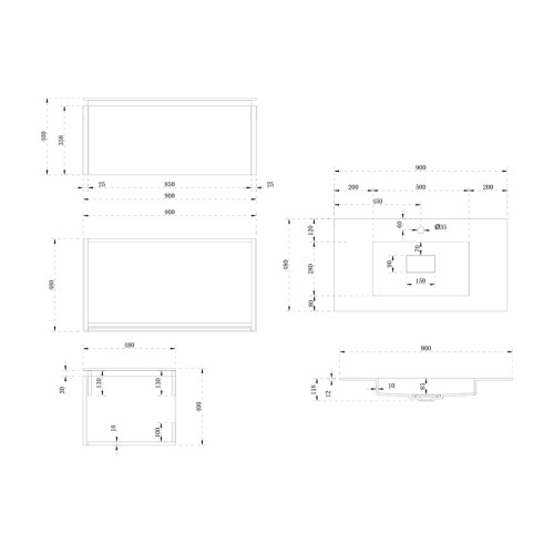 Meuble de salle de bain Strano 900 Blanc