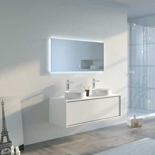 Meuble 2 vasques de salle de bain Maruca 1200 Blanc