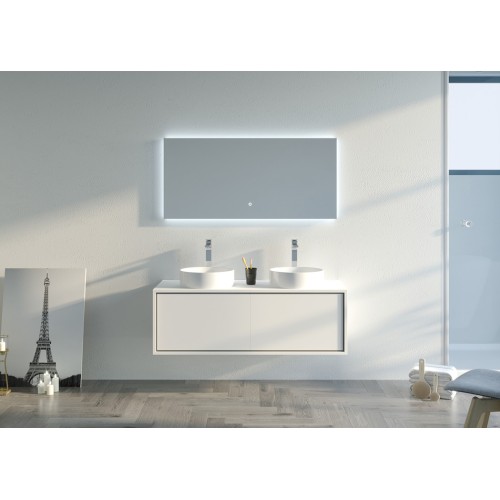 Meuble 2 vasques de salle de bain Maruca 1200 Blanc