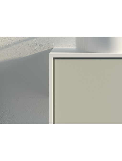 coins Meuble de salle de bain Maruca 1200 Beige galet et Blanc