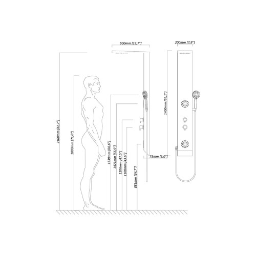 Colonne de douche hydromassante GS012
